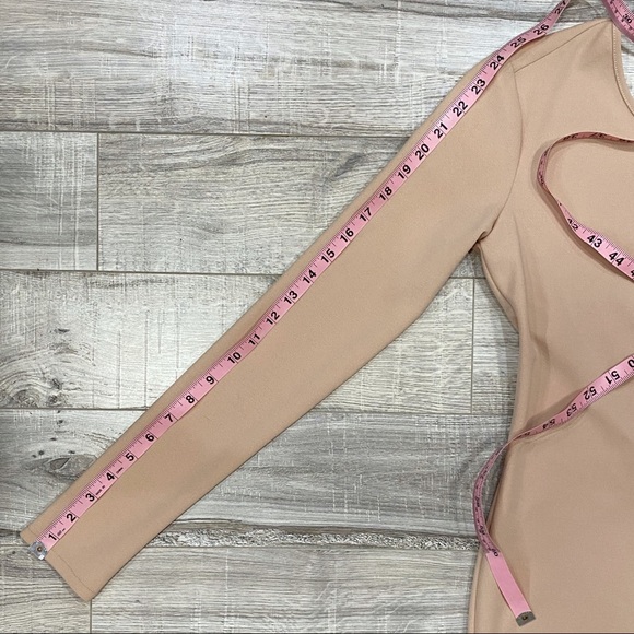 Zara Nude Beige Low Back Long Bodycone Dress Small - Picture 13 of 16